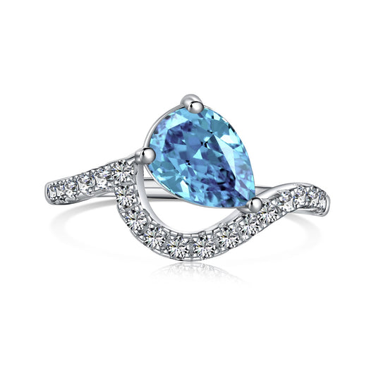 Blue Pear Wave Ring