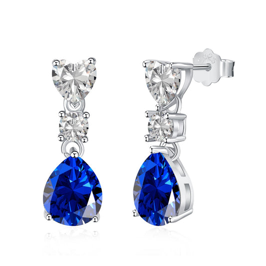 Deep Blue Pear Cut Studs