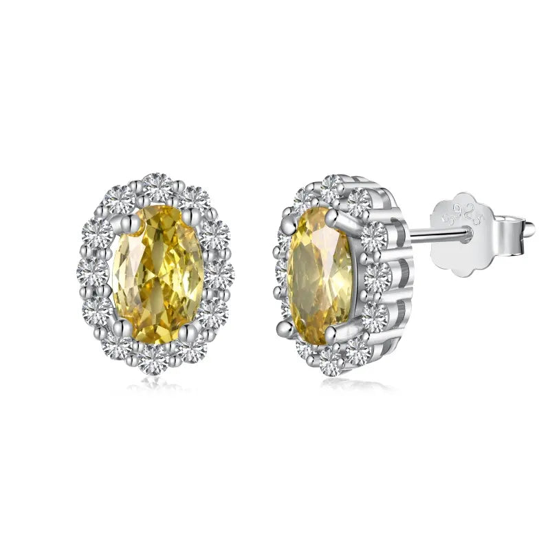 Yellow Oval Diana Studs