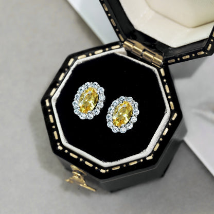 Yellow Oval Diana Studs