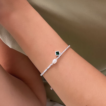 Elysion Bracelet with Pearl And Emerald