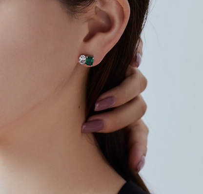 Duo Earrings with Emerald Simulant