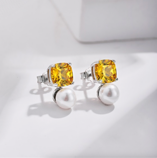 Yellow Stone Lana Pearl Studs